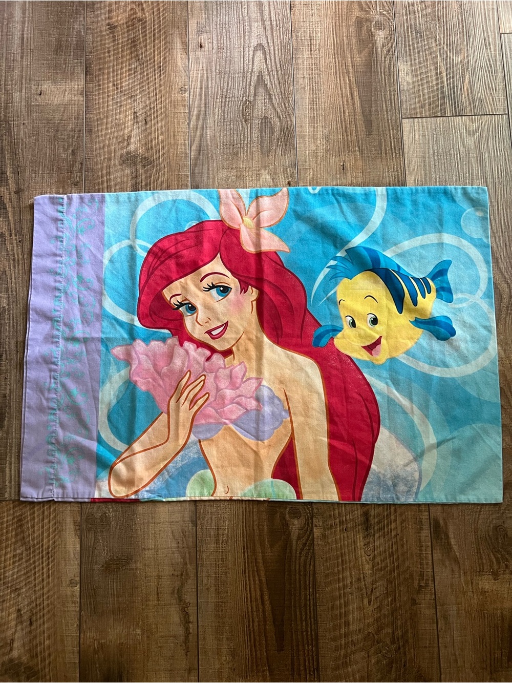 Vintage Disney The Little Mermaid Ariel and Flounder Standard Pillow case